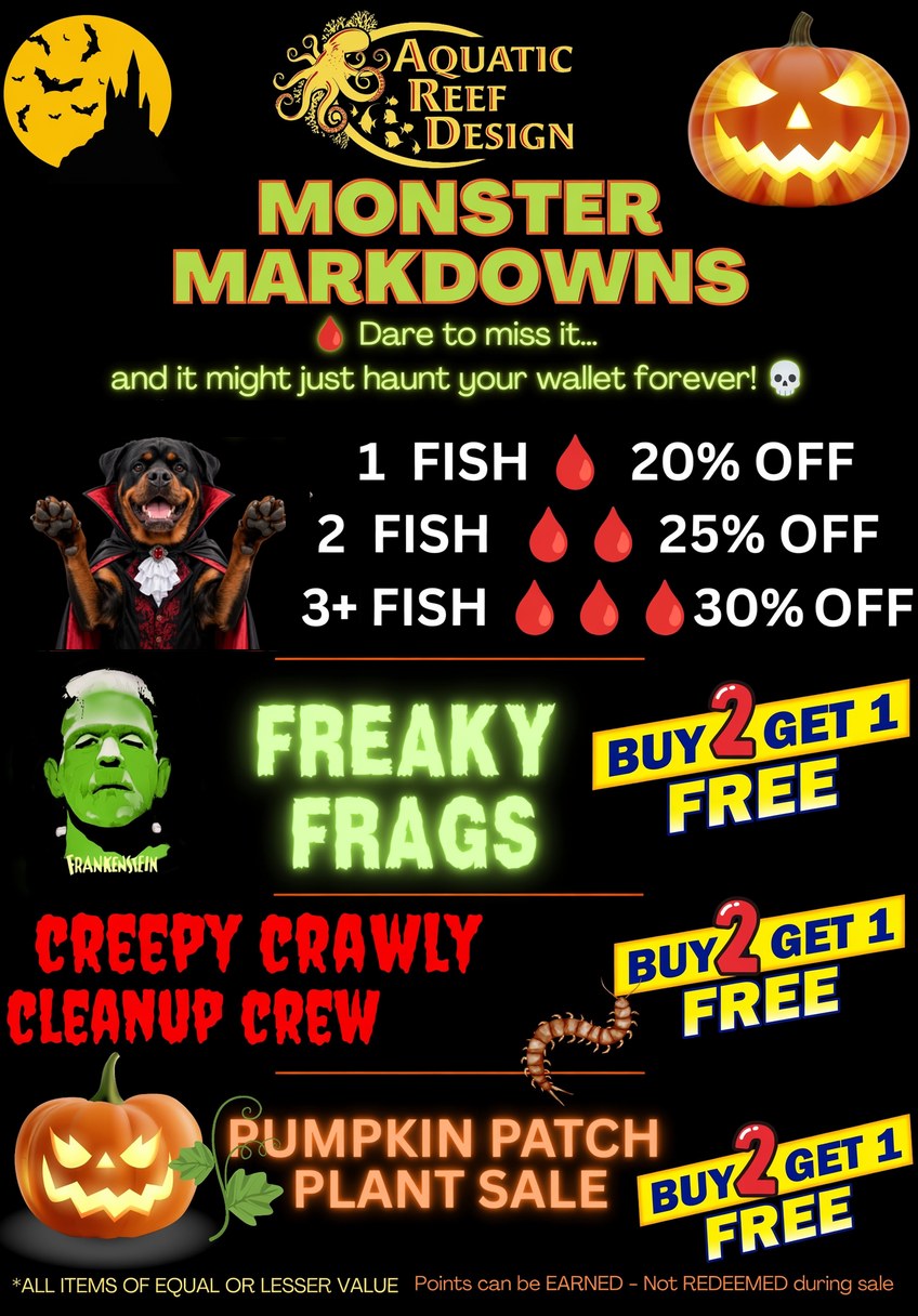 Monster Markdowns Halloween Sale at Aquatic Reef Design, Oct 31